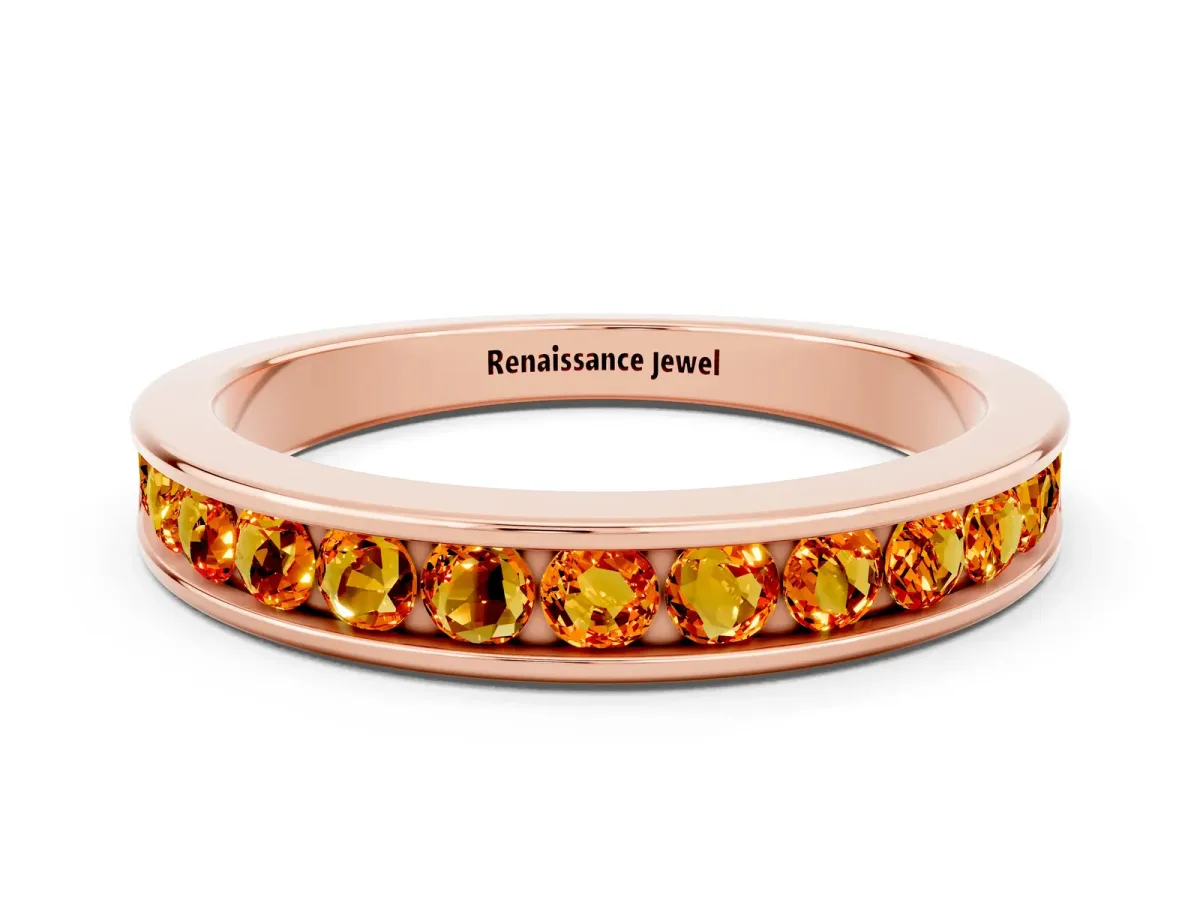 Channel Set Round Citrine Eternity Band Rose gold