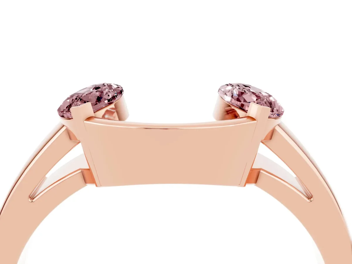 Marquise Morganite Open Band Ring with Tension Setting Rose gold