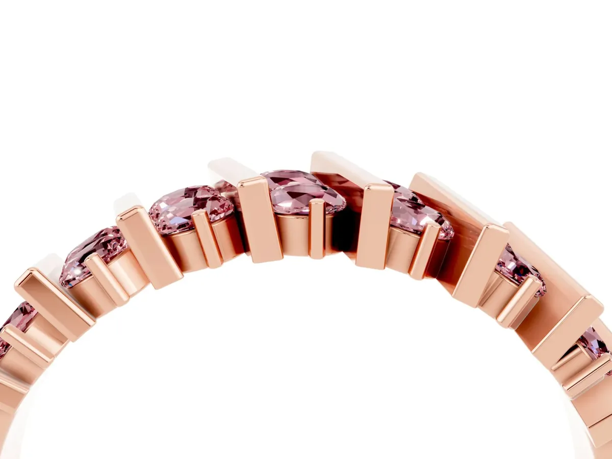 Channel Set Round Morganite Anniversary Band with Vertical Prongs Rose gold