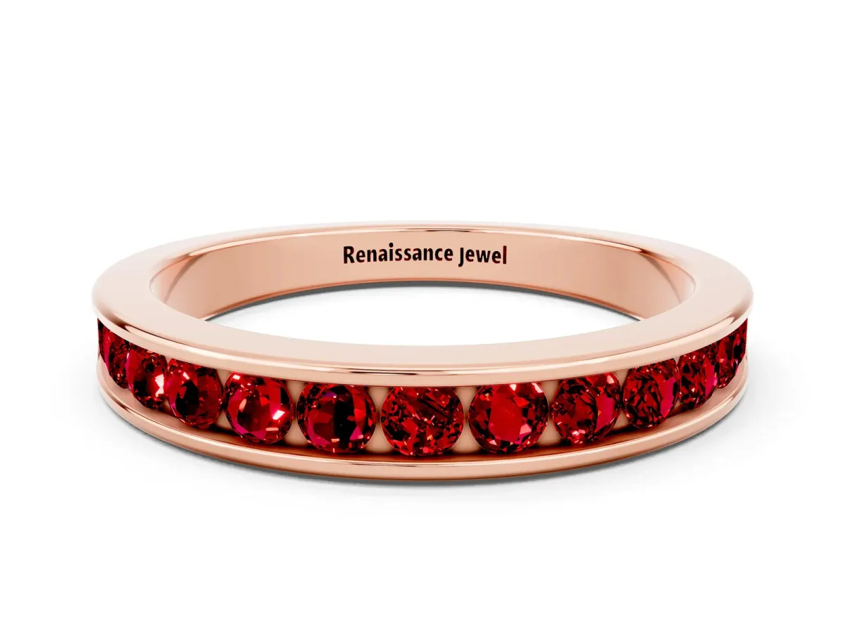 Channel Set Round Ruby Eternity Band Rose gold
