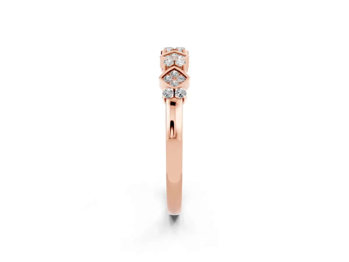 Pavé Cushion Moissanite Cluster Eternity Band with Prong Setting Rose gold