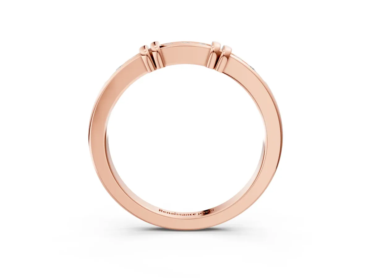 Channel Set Round Diamond Half-Eternity Band with Bar Prong Setting Rose gold