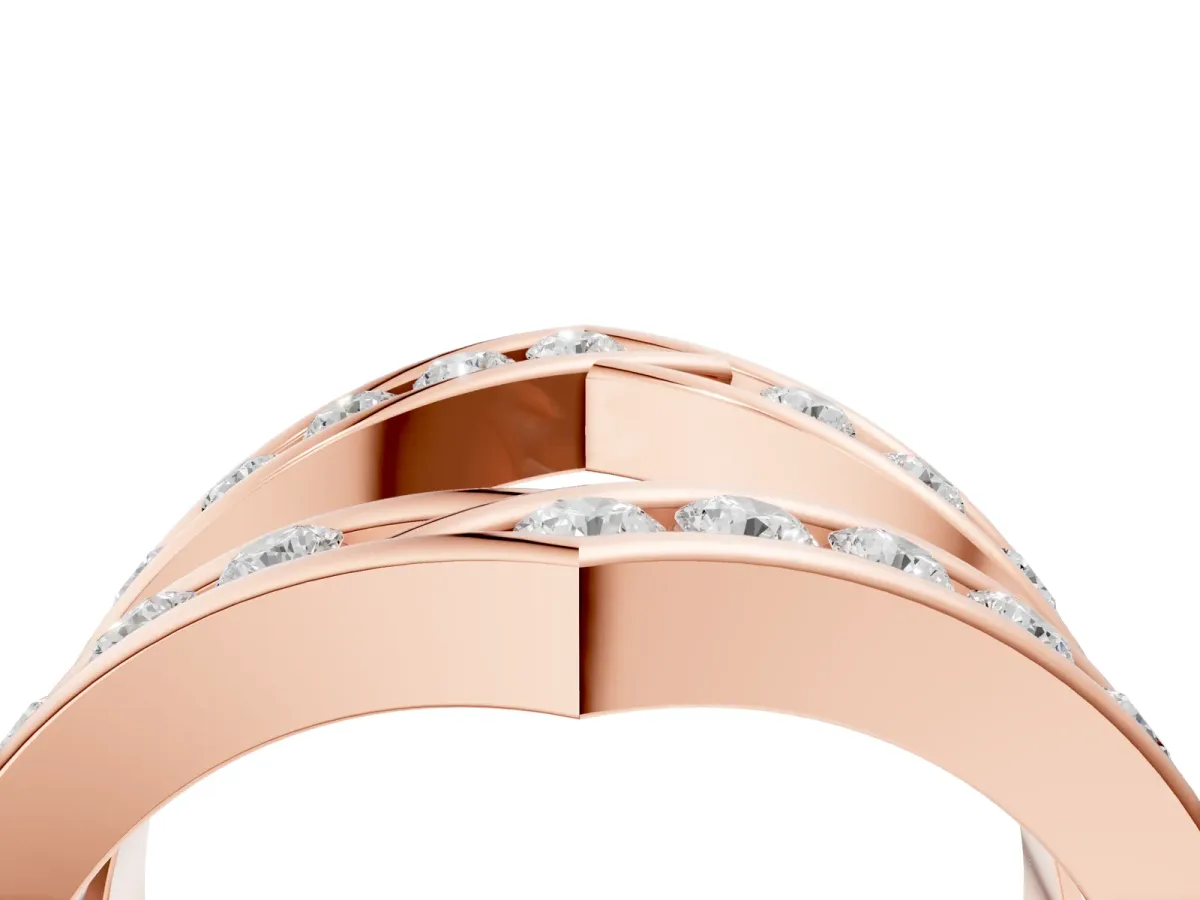 Round Diamond Channel-Set Chevron Band Rose gold