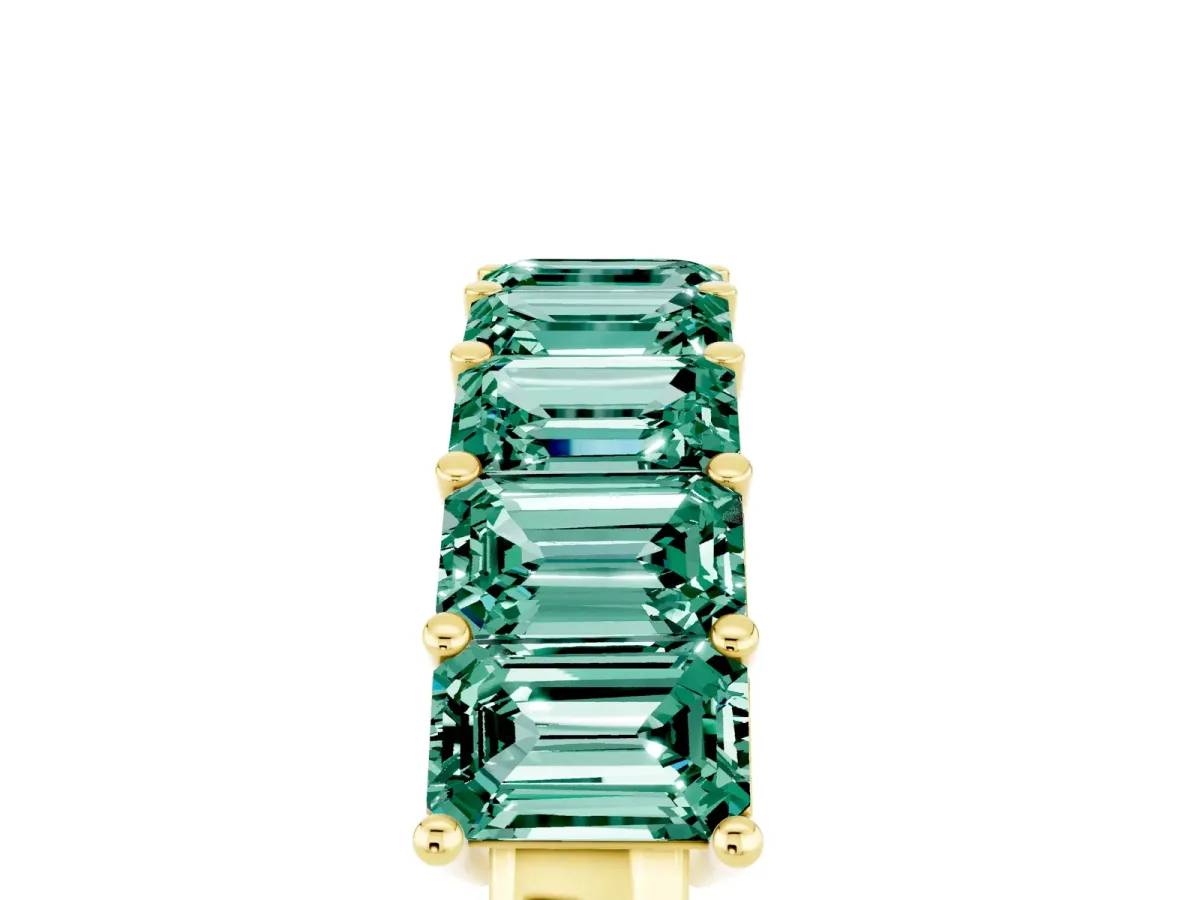 Emerald Cut Green Sapphire Prong-Set Eternity Band Yellow gold
