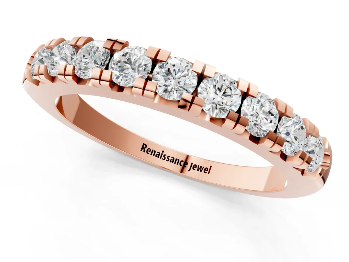 Round Diamond Half-Eternity Prong Set Band Rose gold