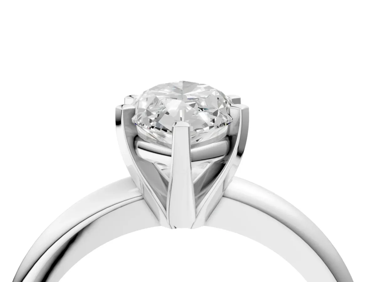 Marquise Cut Diamond Solitaire Engagement Ring with Round Band and Four-Prong Setting Platinum