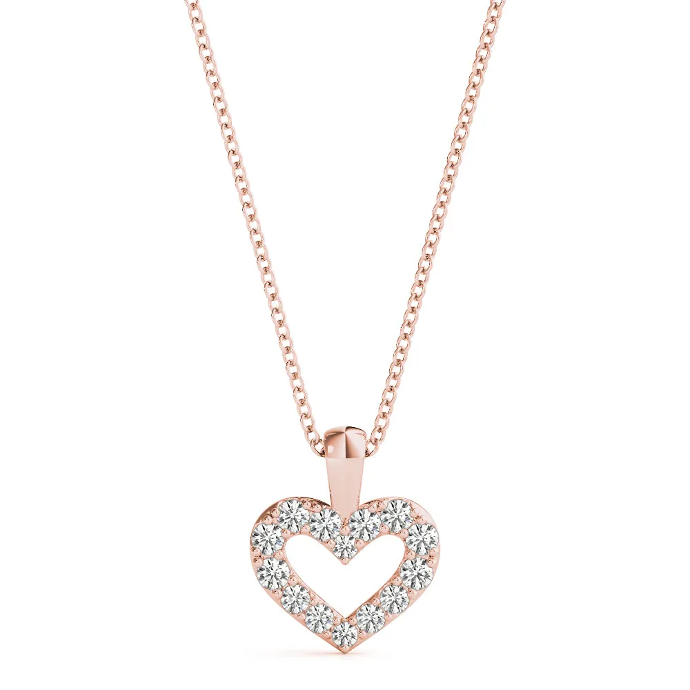 Pavé Round Diamond Heart Pendant Rose gold