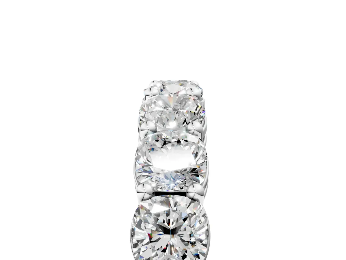 Cushion Cut Half Eternity Band with Shared Prong Setting Platinum