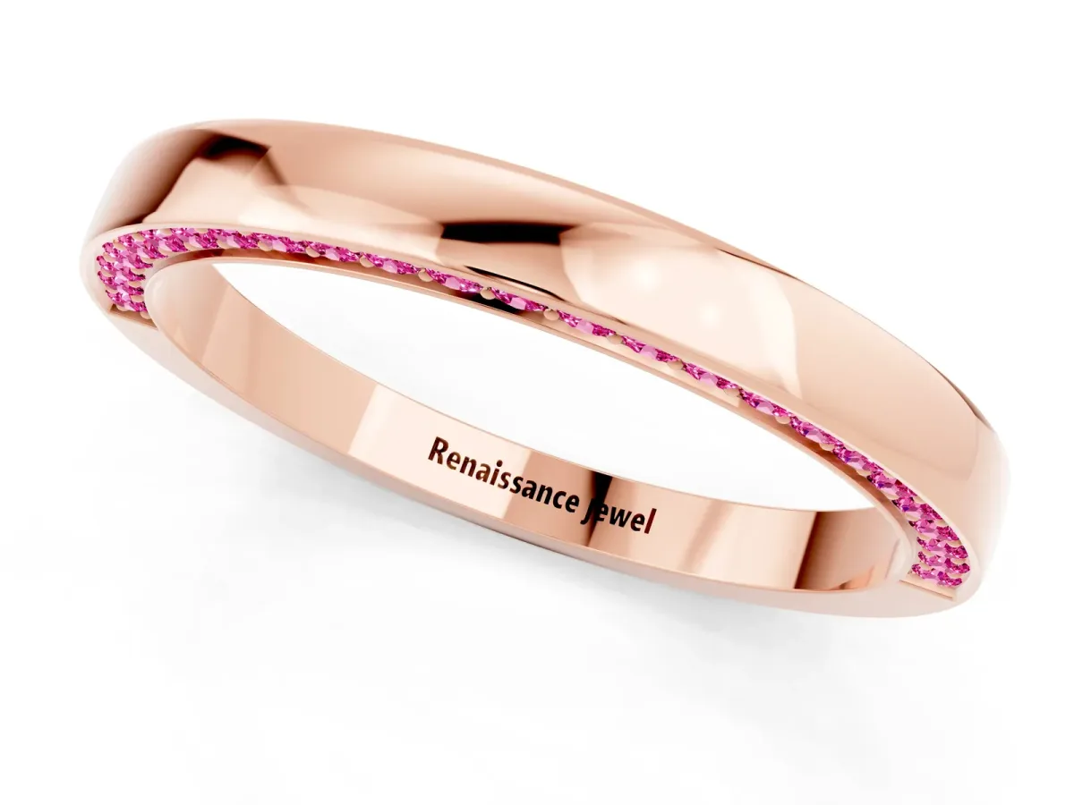 Pavé Round Pink Sapphire Channel Set Band Rose gold