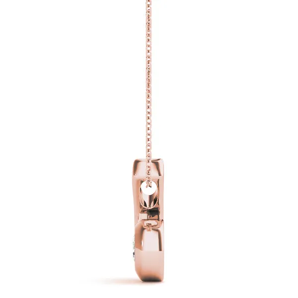 Round Diamond Bezel Set Swirl Pendant Rose gold