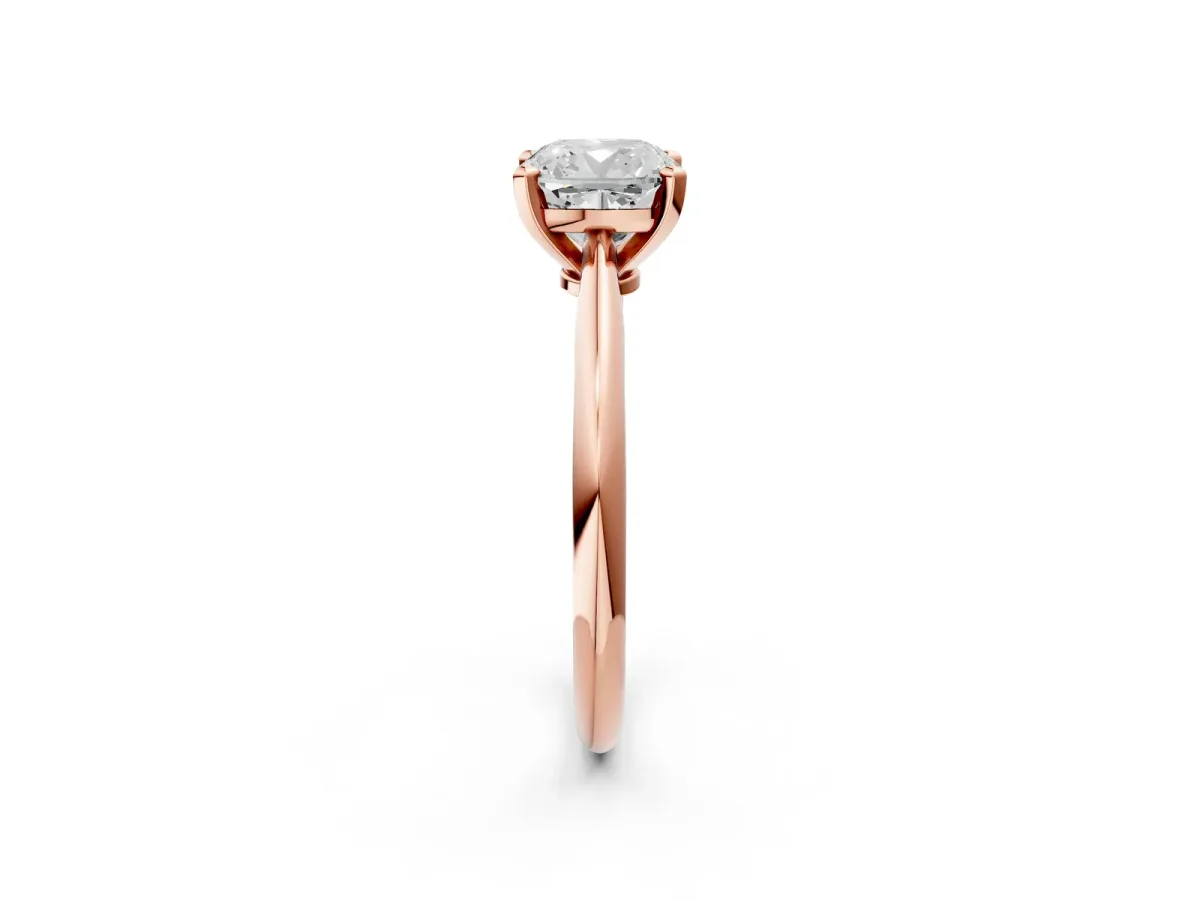 Cushion Cut Diamond Solitaire Engagement Ring with Classic Band and Four-Prong Setting Rose gold