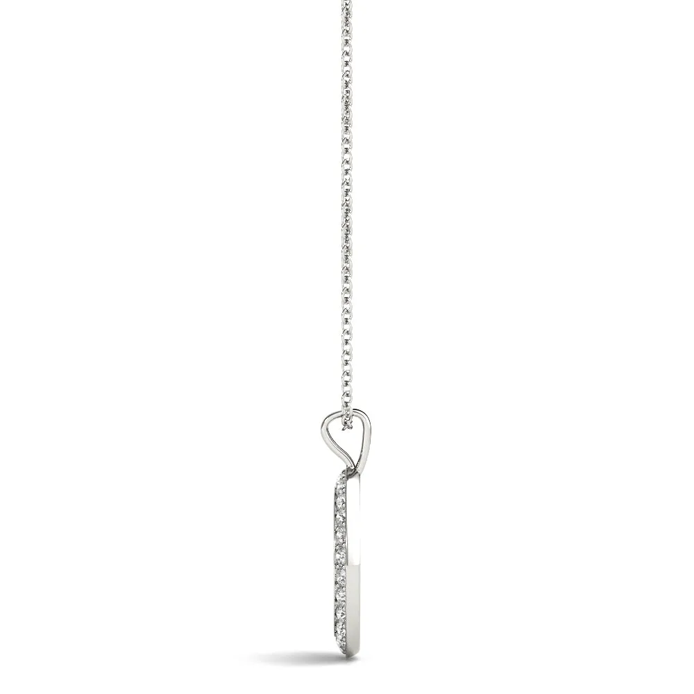 Round Brilliant Pavé-Set Diamond Peace Pendant White gold