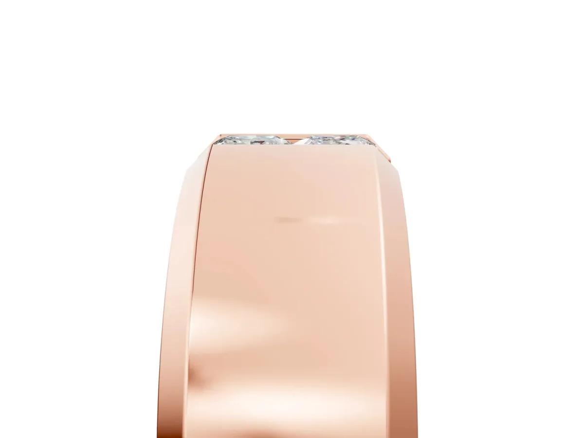 Princess Diamond Two-Stone Mens Band Rose gold