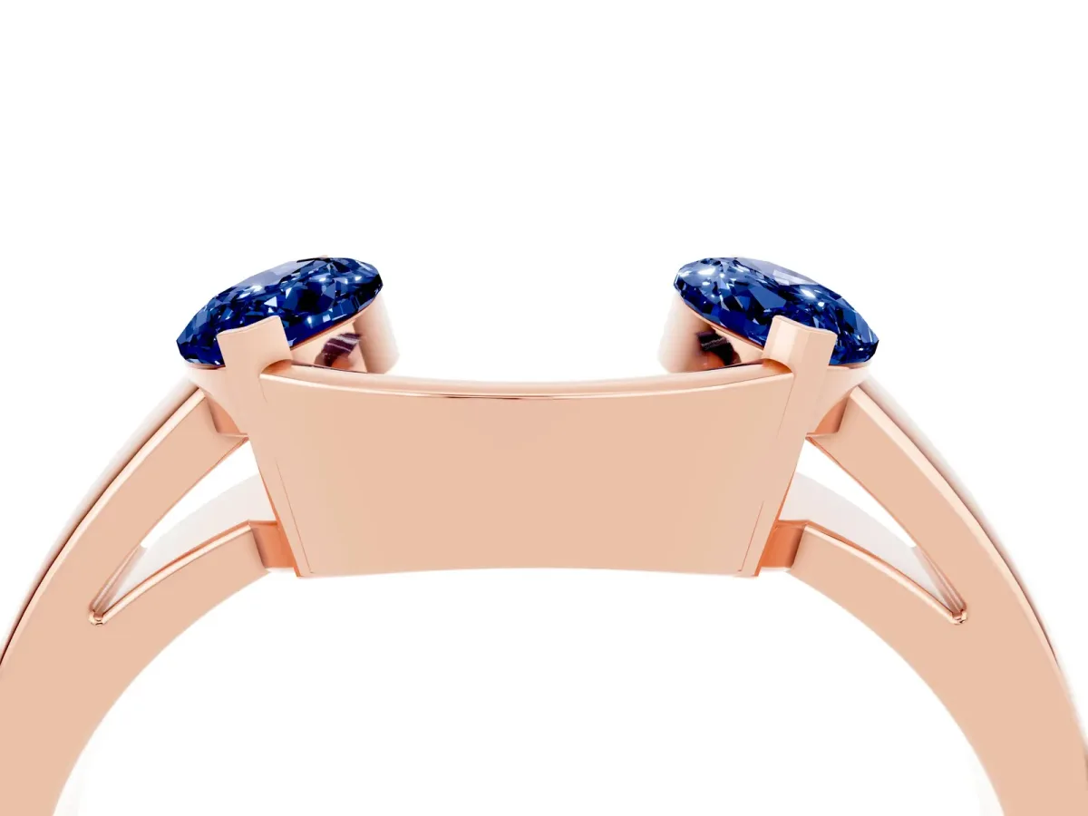 Marquise Blue Sapphire Open Band Ring with Tension Setting Rose gold