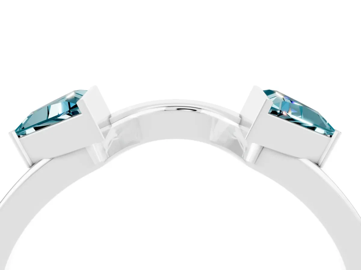 Trillion Blue Topaz Open Band Ring with Bezel Setting Silver