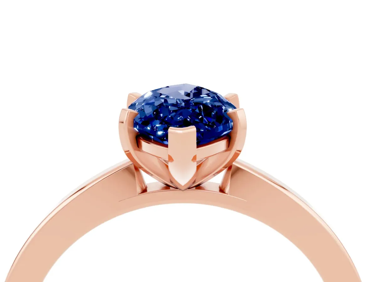 Marquise Cut Blue Sapphire Solitaire Engagement Ring with Classic Band and Four-Prong Setting Rose gold