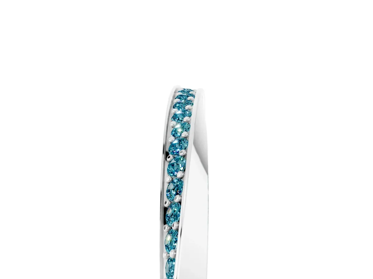 Pavé Round Blue Topaz Twist Band White gold