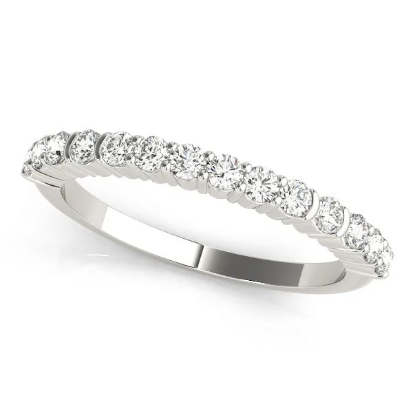 Round Diamond Half Eternity Band with Shared Prong Setting White gold