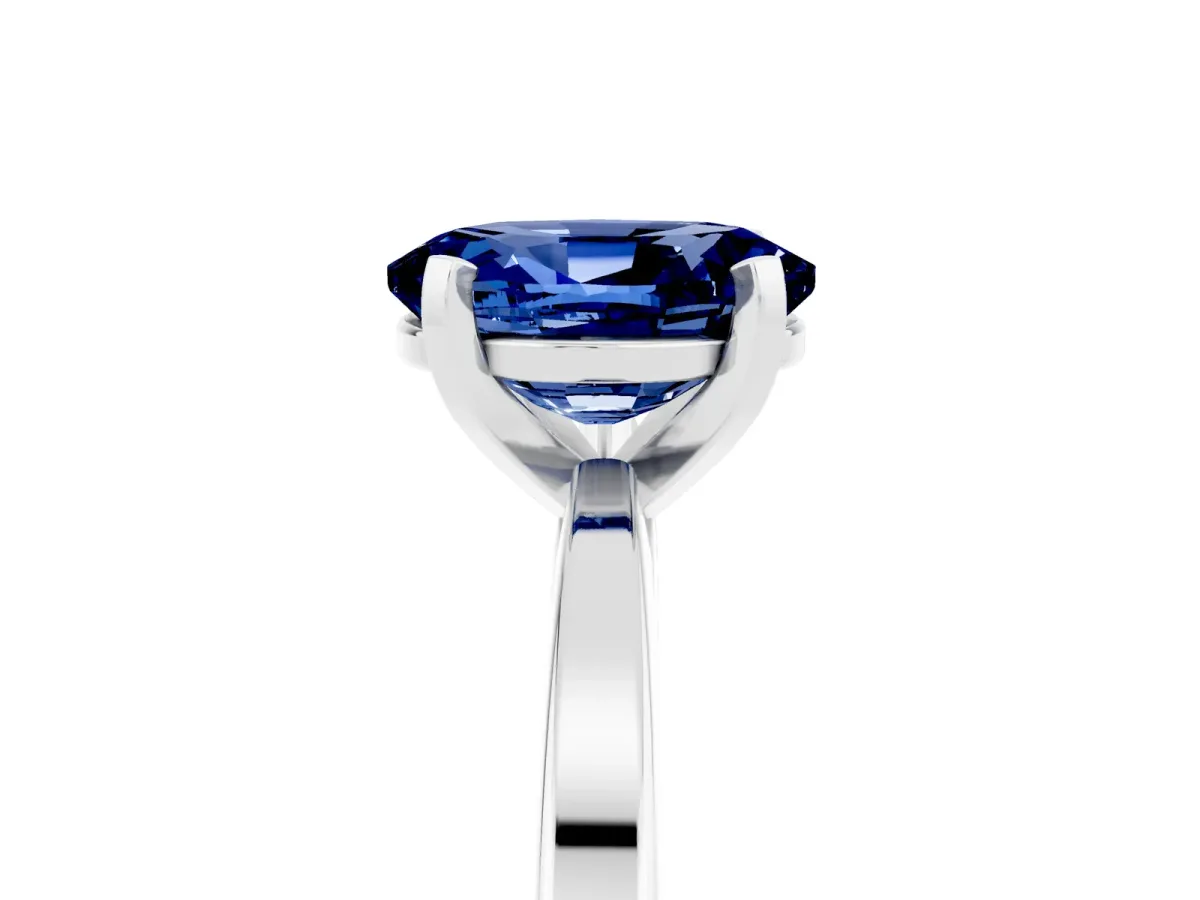 Oval Cut Blue Sapphire Solitaire Engagement Ring with Classic Band and Four-Prong Setting Platinum