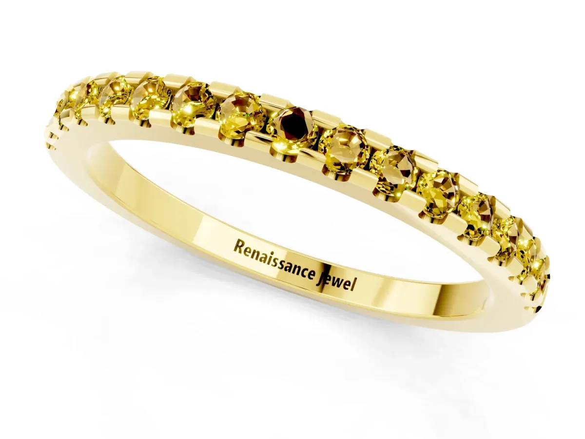 Round Yellow Sapphire Pavé Set Eternity Band with Micro Prong Setting Yellow gold