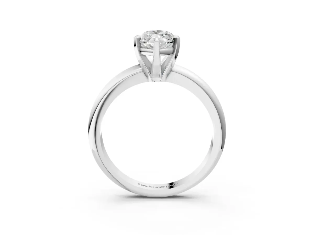 Marquise Cut Diamond Solitaire Engagement Ring with Round Band and Four-Prong Setting Platinum