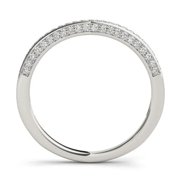 Pavé Round Diamond Curved Band Platinum