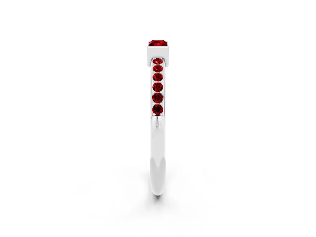 Baguette Ruby Pavé Band with Bar Setting White gold