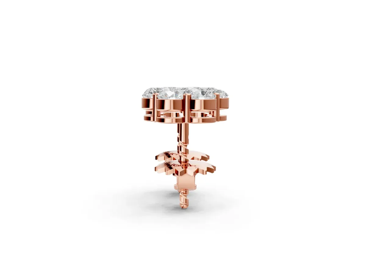 Cluster Round Diamond Stud Earrings with Prong Setting Rose gold