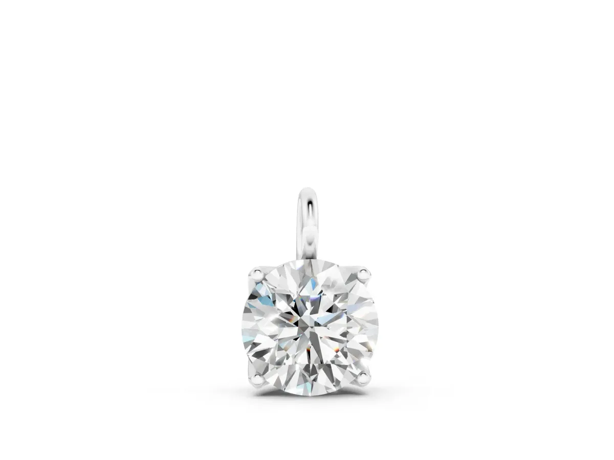 Round Solitaire Pendant with Four-Prong Setting White gold