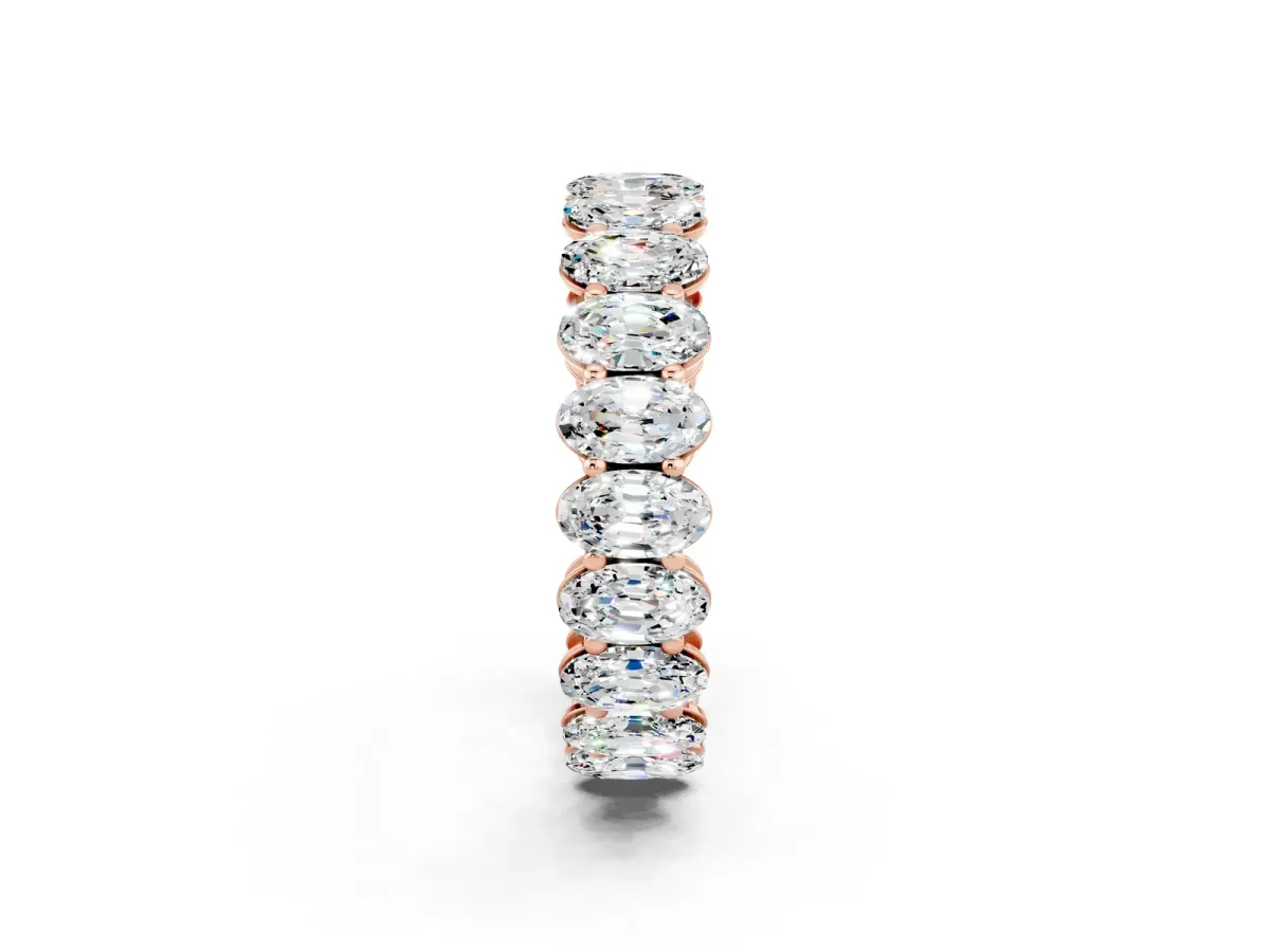 Oval Cut Moissanite Eternity Band with Shared Prong Setting Rose gold