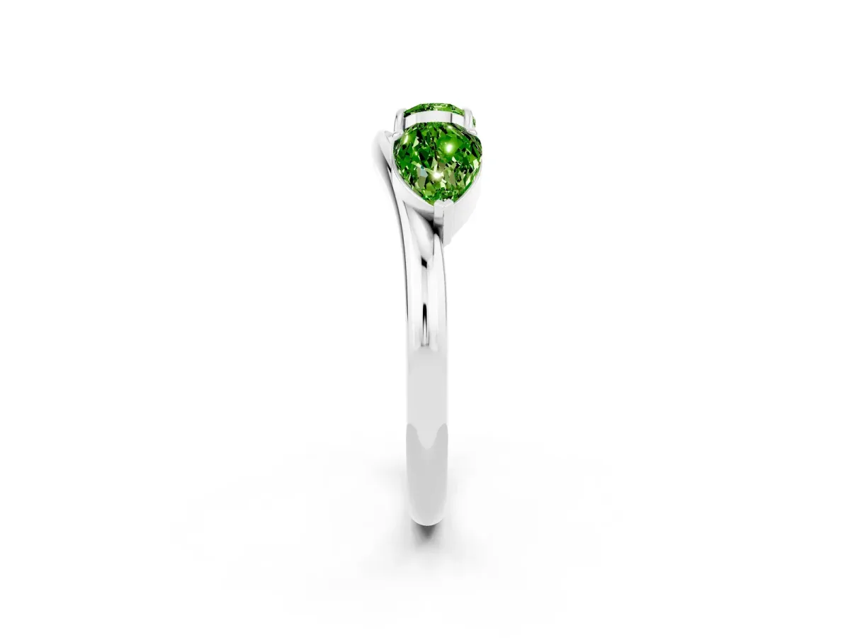 Two-Stone Pear Peridot Bypass Ring with Prong Setting White gold