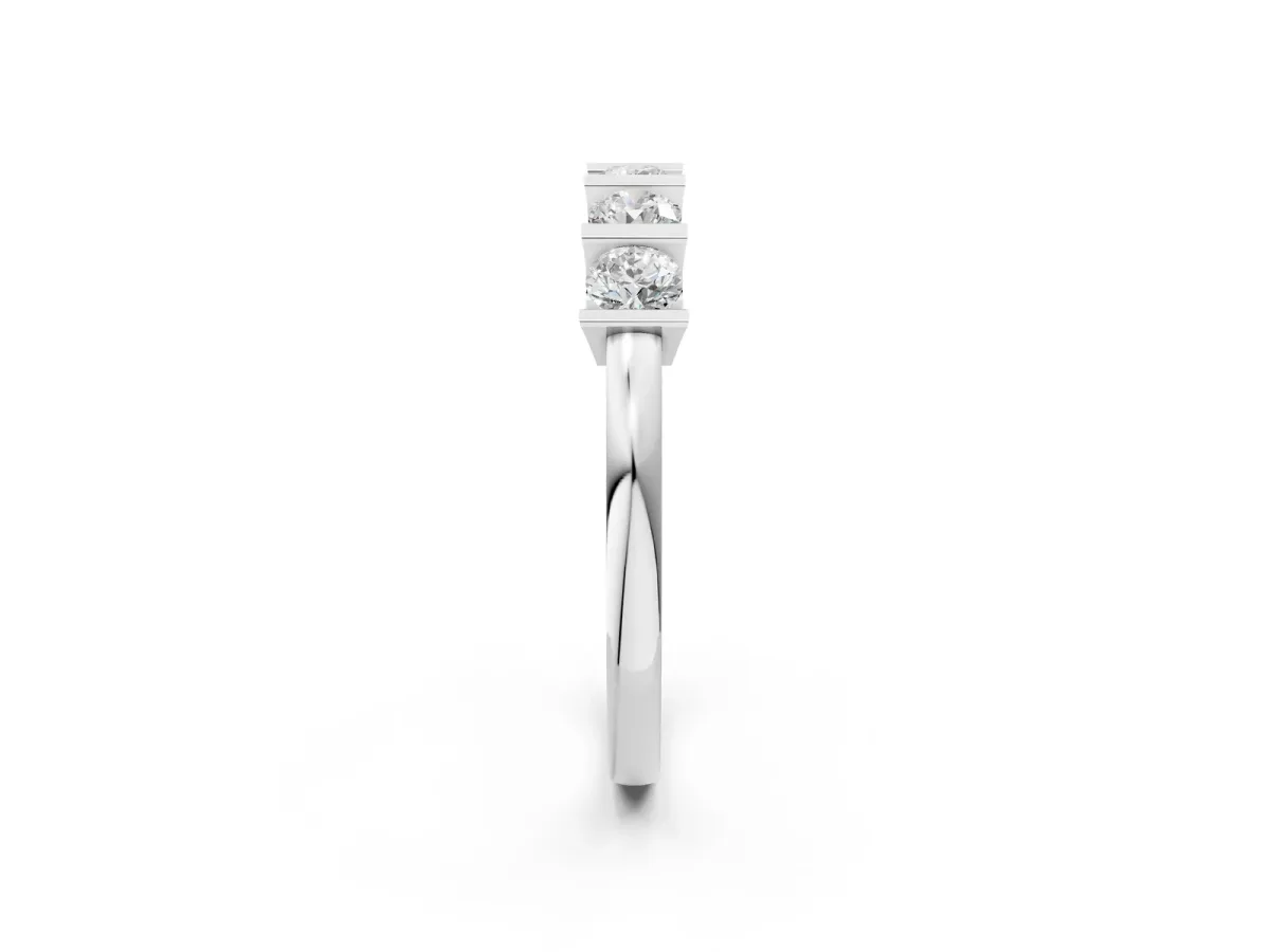 Channel-Set Round Diamond Five-Stone Band White gold