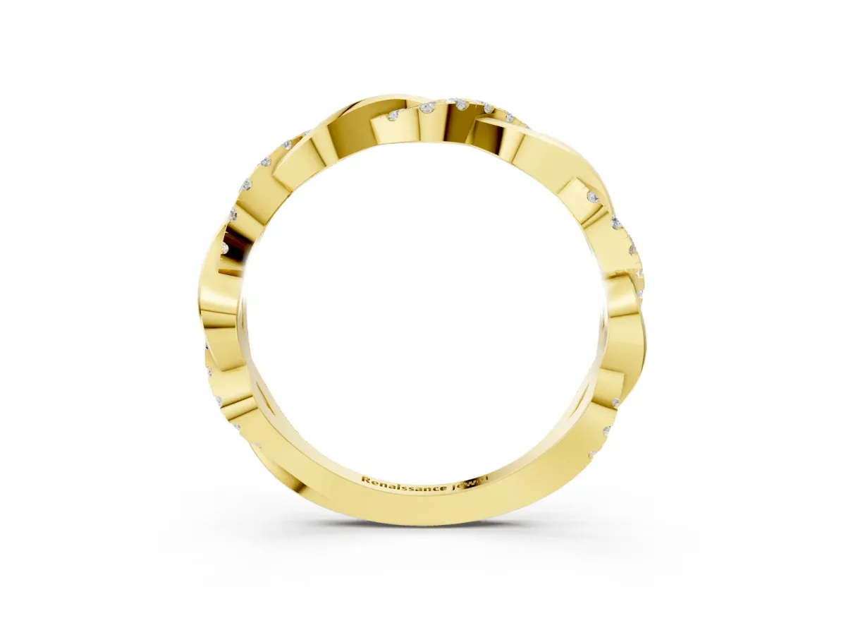 Round Diamond Twist Eternity Band with Pavé Setting Yellow gold