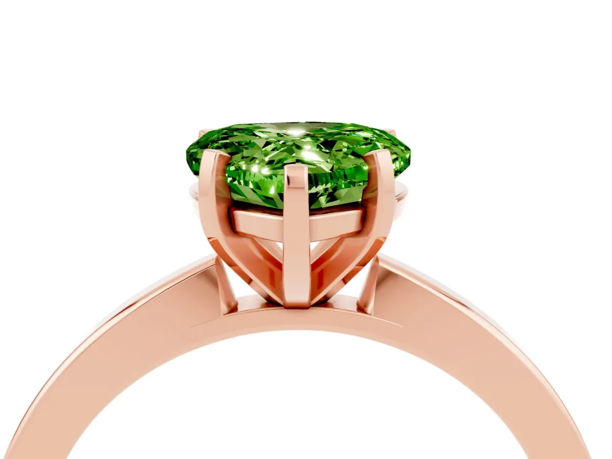 Heart Cut Peridot Solitaire Engagement Ring with Classic Band and Four-Prong Setting Rose gold