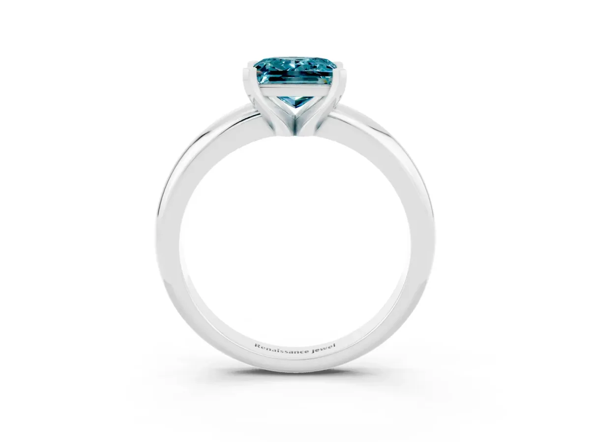 Radiant Diamond Engagement Ring with Pear and Round Side Stones Platinum