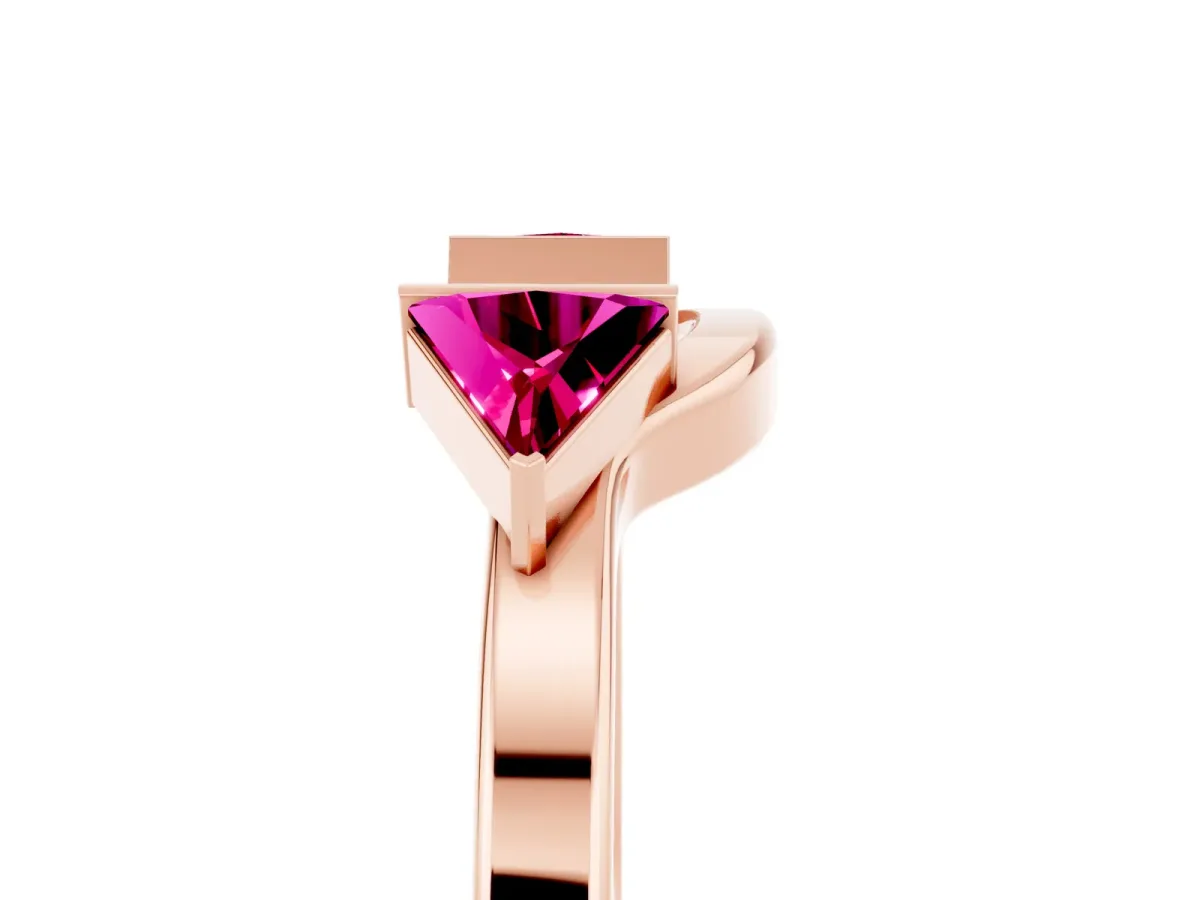 Trillion Garnet Open Band Ring with Bezel Setting Rose gold
