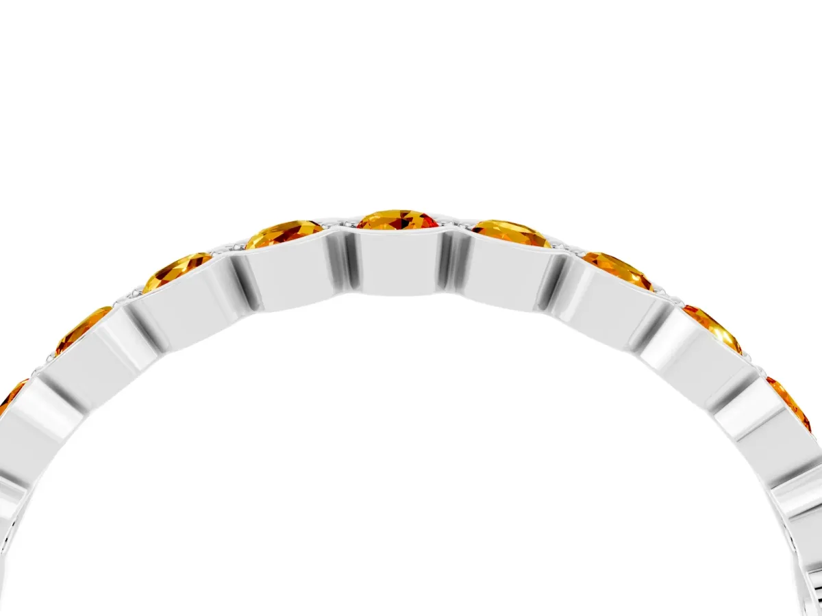 Round Citrine Bezel Set Eternity Band Platinum