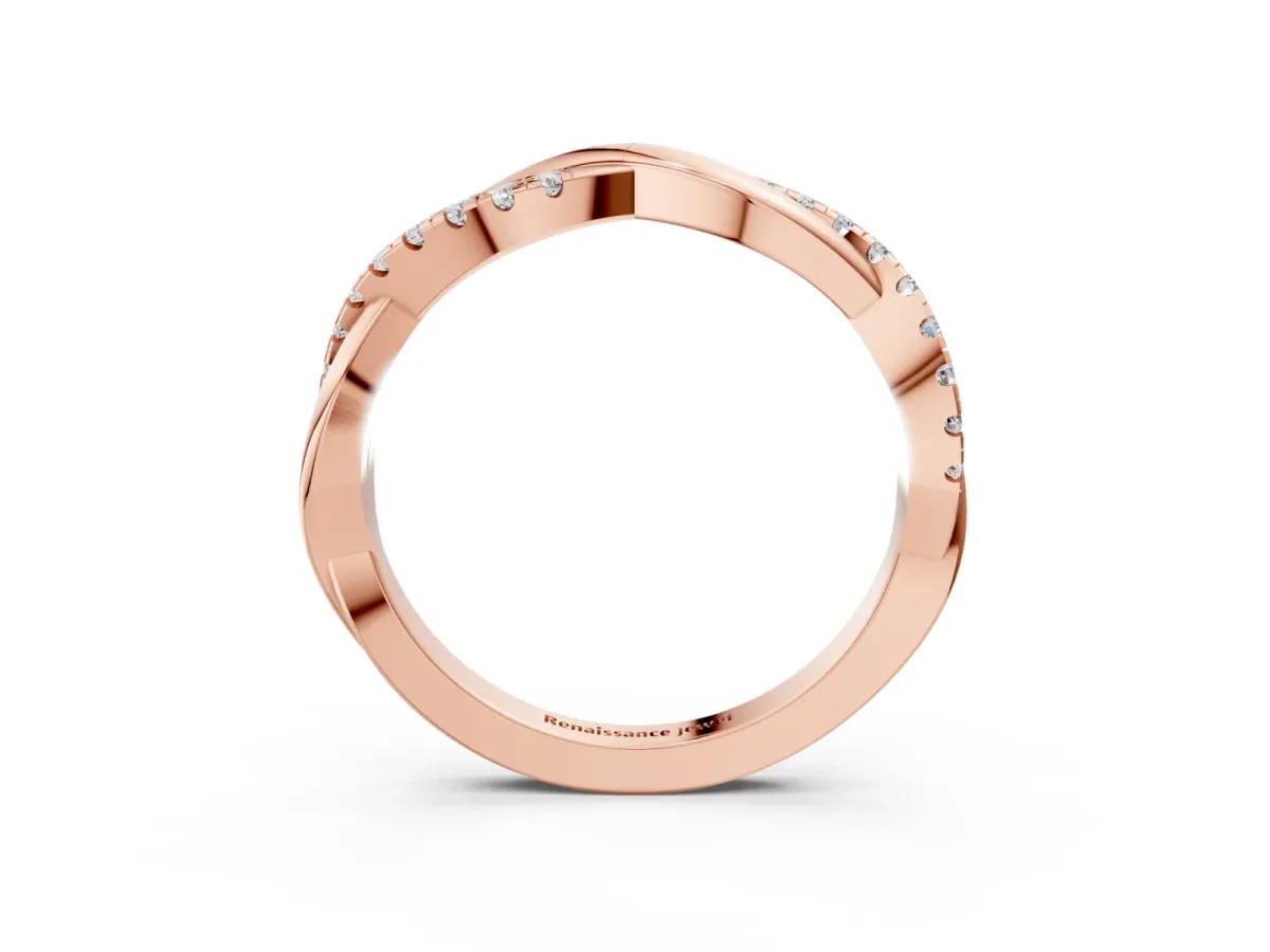 Round Diamond Twisted Infinity Band with Prong Setting Rose gold