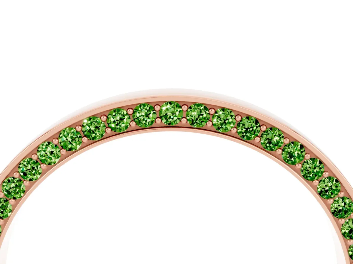 Pavé Round Peridot Channel Set Band Rose gold
