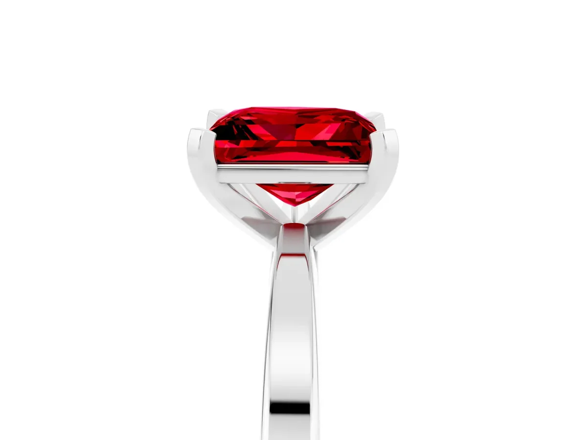 Princess Cut Ruby Solitaire Engagement Ring with Classic Band and Four-Prong Setting Silver
