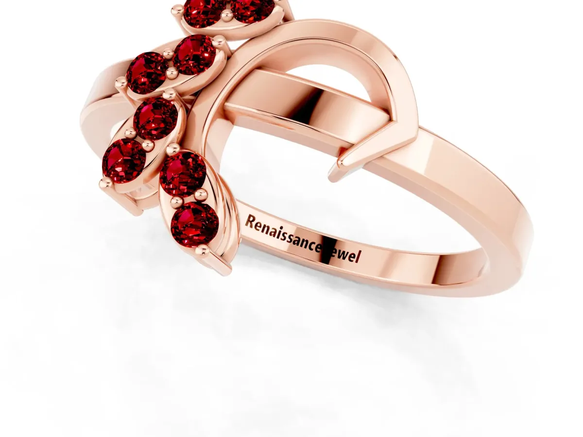 Marquise Ruby Cluster Bypass Ring with Prong Setting Rose gold