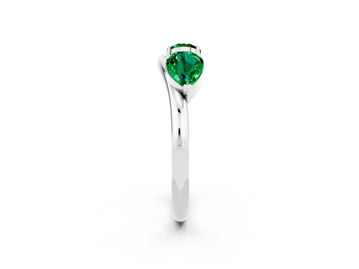 Two-Stone Pear Emerald Bypass Ring with Prong Setting White gold