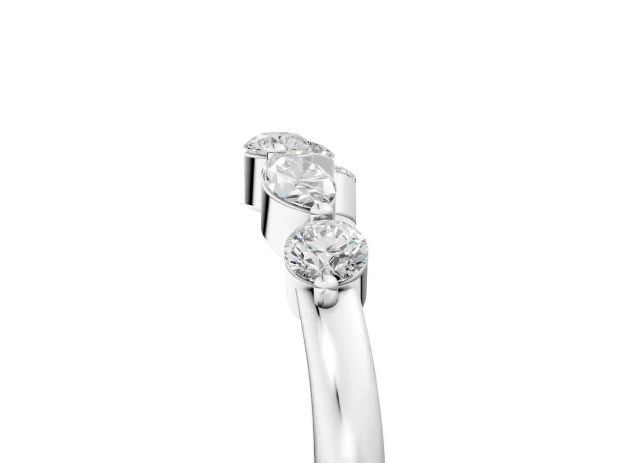 Round and Marquise Diamond Half Eternity Band with Prong Setting Platinum