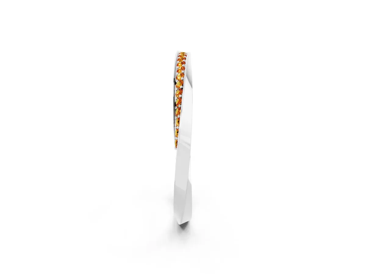 Pavé Round Citrine Twist Band White gold