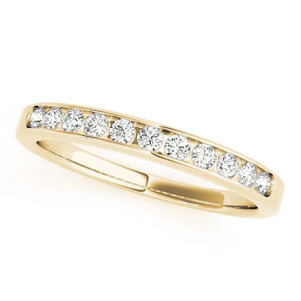 Round Diamond Channel Set White Gold Band Yellow gold