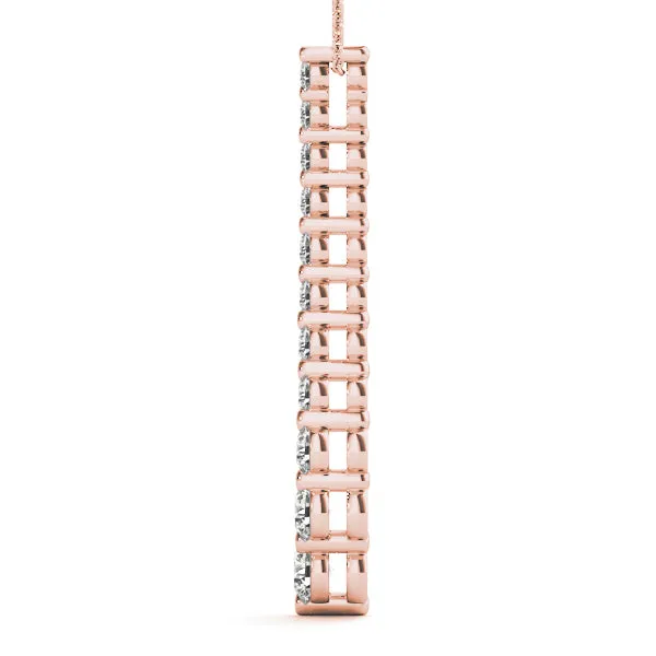 Graduated Round Diamond Curved Bar Pendant with Prong Setting Rose gold