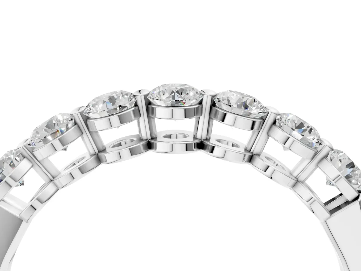Round Cut Diamond Prong Set Half Eternity Band White gold