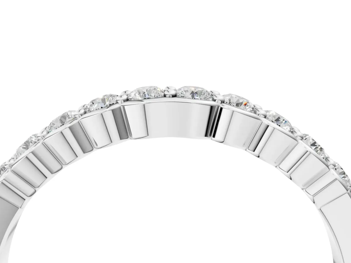 Round Diamond Half-Eternity Band with U-Prong Setting White gold