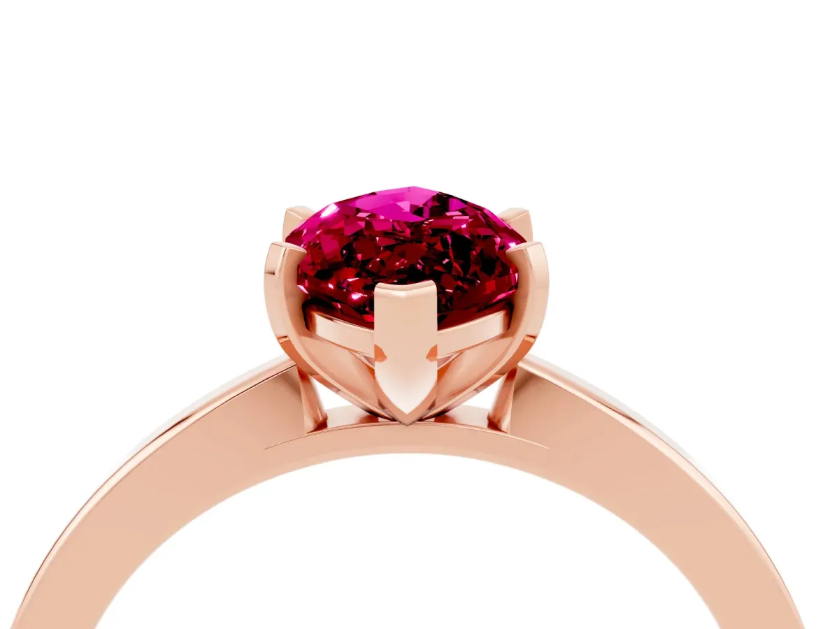 Marquise Cut Garnet Solitaire Engagement Ring with Classic Band and Four-Prong Setting Rose gold