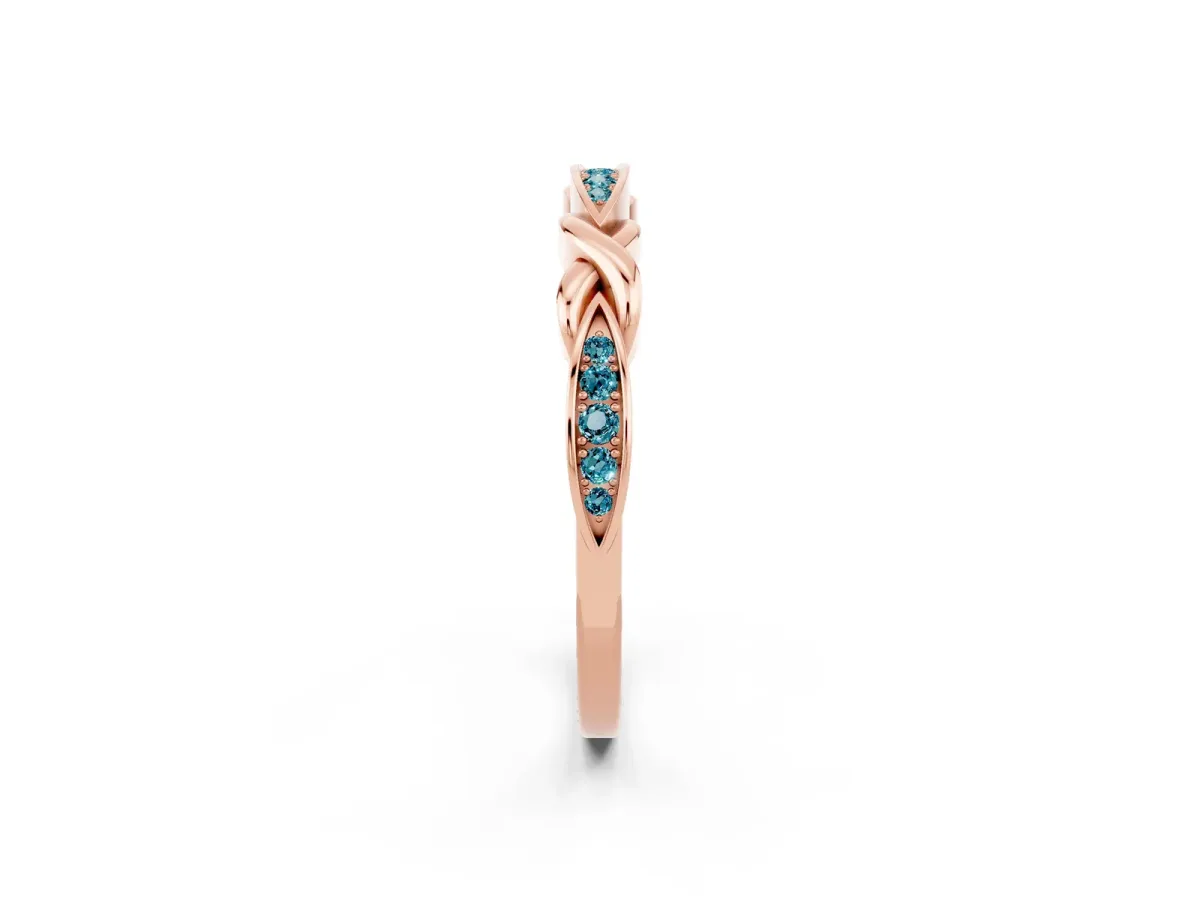 Twisted Marquise Blue Topaz Pavé Band with Shared Prong Setting Rose gold